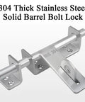 304 Thick Stainless Steel Sliding Door Bolt Gate Latch With Padlock Hole for secure locking on gates and doors.