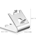 Heavy Duty Stainless Steel Freezer Shelf Clips Set with size dimensions for secure shelving