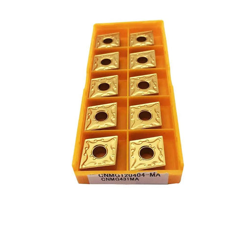 Box of 10 Pro Grade Carbide Turning Inserts CNMG431 CNMG432 Gold PVD Coated for CNC Lathe, steel and stainless steel use