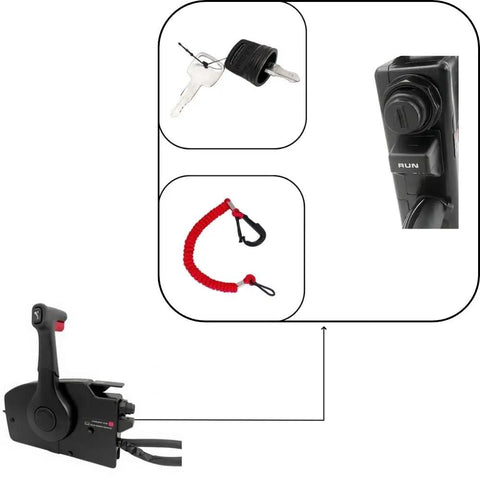 Aftermarket Replacement Remote Control For Mercury Outboard Engine 4 Stroke Side Mount 14 Pin 16.5 Ft Wire Harness shown