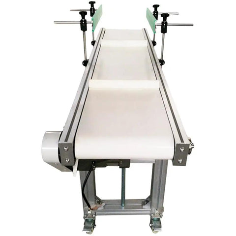 PVC Flat Belt Conveyor With Aluminum Frame Heavy Duty 59x11.8 Inch Industrial Transport Belt System 110V 120W Adjustable Speed