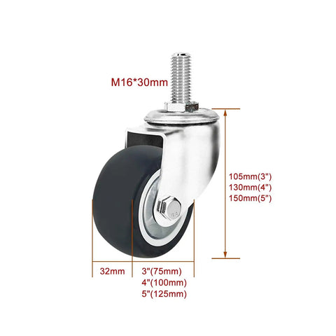 Heavy Duty Industrial Caster Wheels With Swivel And Brake For Easy Push And Smooth Roll Threaded Stem Mx Mount Double Locking Plate