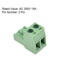 2 Pin 5.08mm Angle PCB Screw Terminal Block Quick Release For Easy Wire Landing Snap Together Design With Durable PA66 Housing Ideal For DIY Electronics Projects And Hobbyist Pro Builds, green 2-pin angle PCB terminal block, AC 300V 15A