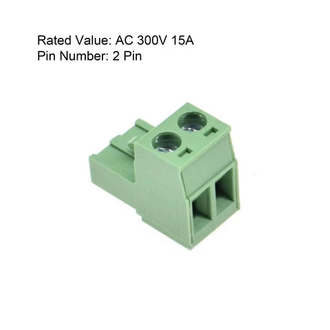 2 Pin 5.08mm Angle PCB Screw Terminal Block Quick Release For Easy Wire Landing Snap Together Design With Durable PA66 Housing Ideal For DIY Electronics Projects And Hobbyist Pro Builds, green 2-pin angle PCB terminal block, AC 300V 15A
