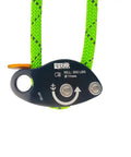 Renegade Adjustable Lanyard For Work Positioning With Ergonomic Lever, green rope and black metal component, 300 lbs capacity