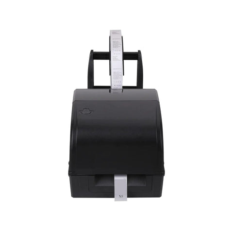 Slick Desktop Heat Transfer Printer For Shipping Labels Offers Fast Four Ips Speed Three Hundred Meter Ribbon Capacity And Zero Hassle Setup viewed from the front.
