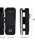 Side and front view of Keyless Entry Door Lock With Keypad And Fingerprint, Dope Smart Glass Door Lock With Password And Swipe