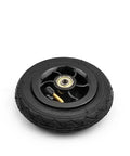 Five Inch Pneumatic Tire With Inner Tube And Heavy Duty Steel Hub Featuring 5X1 Bolt Pattern For Go Kart And Caster Wheels side view showing rubber tire and steel hub.