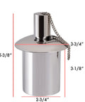 Polished Stainless Steel Table Top Tiki Torch Canister With Refillable Fuel Reservoir For Outdoor Use, compact and rust-resistant, dimensions shown.