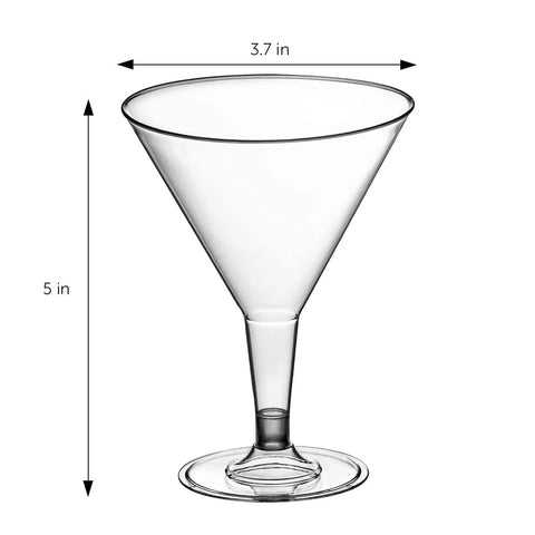 Single martini glass from Martini Glasses Set 24 Pack 7 Oz BPA Free Plastic Cocktail Cups For Outdoor Parties Weddings Picnics