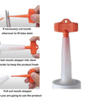 4 Pack Caulk Saver Caps Sealer Tools For Silicone Tubes, Airtight Stopper Caps shown in use with caulk tubes, orange caps.