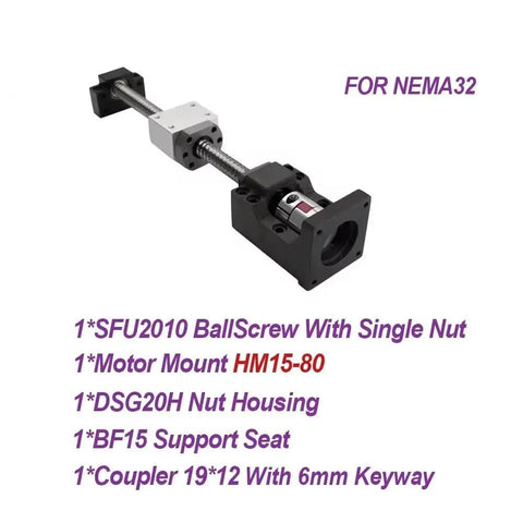 Heavy Duty 20mm C7 Ballscrew Kit For CNC With Single Nut SFU2005 10 length choice with motor mount and coupler.