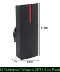 Read-Only Wiegand 26/34 Proximity Card Reader 125KHz Waterproof IP68 black outdoor access controller side view with dimensions