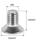 Rock Solid M3x5mm Flat Head Phillips Screw with threaded detail, nickel plated, used for 2.5 Inch SSD mounting.