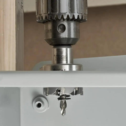 Heavy Duty Carbide Hole Cutter 2-1/2 Inch For Stainless Steel Mild Steel Iron Copper Brass Up To 5 mm Thick in use on metal