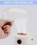 Hand holding 4 Pack Anti Fog Full Face Shield With Glasses Set Clear See Through Goggles Splash Guard for protection