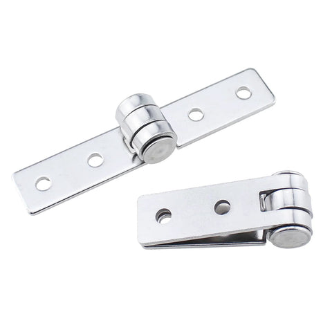 Two 86mm 304 stainless steel flush hinges with barrel pivots for folding doors, cabinets, and DIY wooden boxes.