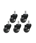 Five Pack Transparent Caster Wheels With Brakes For Office Chairs PU Smooth Roll Clear Polyurethane Replacement