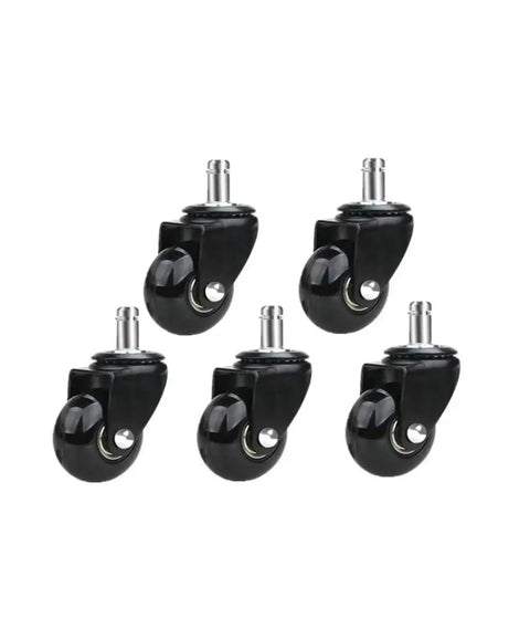 Five Pack Transparent Caster Wheels With Brakes For Office Chairs PU Smooth Roll Clear Polyurethane Replacement