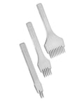 White Steel Prong Leather Punch Set For Crafting Includes 2, 5, And 10 Sizes With 3.38mm Spacing Rust Resistant Ergonomic Handles