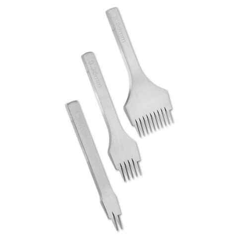 White Steel Prong Leather Punch Set For Crafting Includes 2, 5, And 10 Sizes With 3.38mm Spacing Rust Resistant Ergonomic Handles