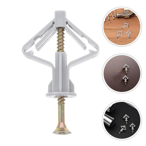 Heavy Duty Drywall Anchors And Screws Kit 50 Sets Plastic And Steel for hollow walls and frame mounting close-up