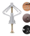 Close-up of Drywall Anchors Kit With 50 Heavy Duty Plastic Butterfly Anchors And Screws Quick Easy Install For Hollow Walls And Plasterboard.