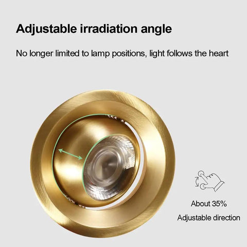 Adjustable direction of Top Shelf 3 Inch 7W Brass LED Recessed Spotlights With A Slick Baffle Trim And Fully Adjustable Eyeball Heads Heavy Duty Copper Core For Seamless Home Retrofit Lighting Sets Of Ten Warm White.