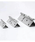 Three sizes of Ten Piece Folding Stainless Steel Door Hinges With Spring Hardware Cross Hinge Kit Self Closing Heavy Duty Steel