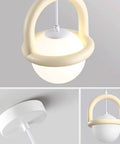 HLRCB Indoor Pendant Light, Cream White, Globe Shade Suspended Mount with geometric design and soft globe shade.