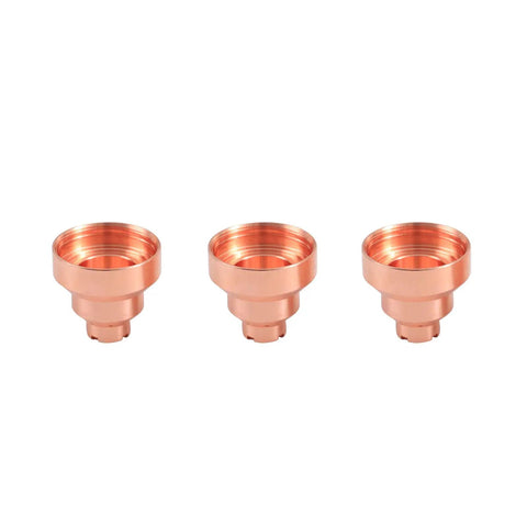 10 Pcs 120929 Shield Deflector For PMX 1000 1250 1650 RT80 Plasma Cutting Torch, tellurium copper, side view, three aligned pieces
