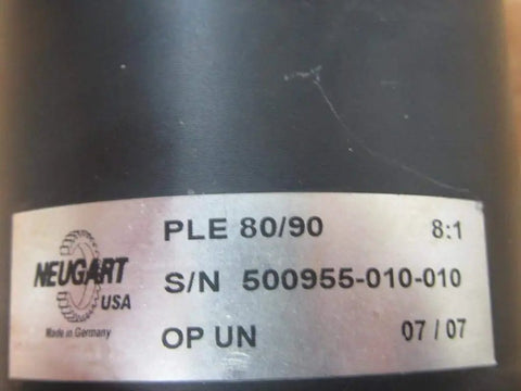 PLE 80 90 Gearbox Eight To One Reduction One And A Half Inch Shaft Length FNR PN 2008176 1 001 label detail