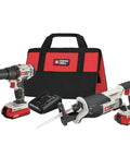 Top Shelf 20V Max Cordless Drill And Reciprocating Saw Combo Kit With High Speed Drive And All Metal Gearbox, includes bag.