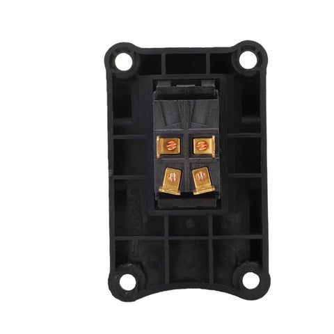 Sweet Upgrade 16A Dual Voltage Emergency Stop Paddle Switch For Table Saw Drill Press Plug And Play Setup With No Hassle Operation And Smooth Shop Safety For Woodworking Gear, black switch with gold connectors.