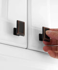Hand installing Oil Rubbed Bronze Cabinet Knobs 25 Pack Rectangular Single Hole Drawer Pulls Built To Last Solid Metal Cabinet Hardware
