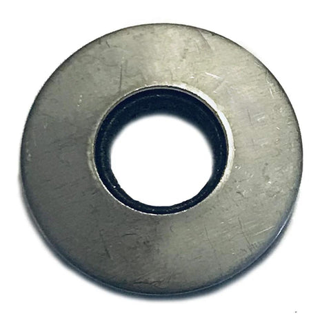 Close-up of 18-8 stainless steel neoprene bonded sealing washer with black inner seal, 5/16 in hole