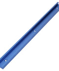 Solid Anodized Aluminum Miter Track Fixture Slick Sliding Jig Built Tough For Woodworking Router Projects Blue Finish, side view.