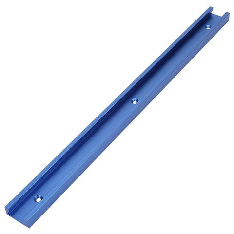 Blue Aluminum T Slot Track Miter Jig Tool 400mm with smooth sliding and quick acting clamp, pro-grade for woodworking projects.