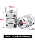 5mm To 8mm Flexible Couplings 5 Pack Aluminum Alloy Joint Connectors For NEMA 17 Stepper Motors RepRap 3D Printer And CNC Machines