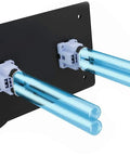 UV Dual Light Bulbs In Duct HVAC Air Purifier Breathe Easy For Your Whole House Purification UVC Germicidal 253.7nm Bulbs With 120V Plug And 9 Foot Power Cord For Easy Duct Install shown installed in a metal mount