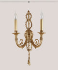 Premium All Copper Wall Sconces With Shatter Resistant Crystal Accents European Double Arm Wall Light Fixture For Living Room Or Foyer in gold finish