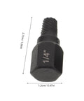 Hot 5 Piece Black Carbon Steel Bolt Extractor Kit For Broken Screw Removal Tool Set With Precision Hex Grip 1/8 To 1/4 Inch Size close-up, 1/4-inch extractor