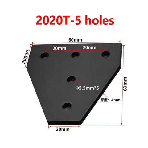 L Shape Outside Joining Plate Bracket 60x60x4mm With 5 Holes For 2020 V-Slot Aluminum Extrusion 90 Degree Corner Connector