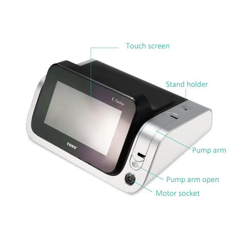 Sick Dental Implant Motor Rotary Handpiece Kit With Huge Touchscreen 80 Ncm Torque control panel with touch screen and pump arm.
