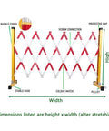 Heavy Duty Expandable Traffic Fence Slick Rolling Pedestrian Safety Barrier, red and white barricade with stable base.