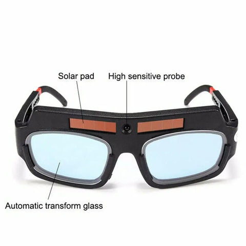 Front view of Auto Darkening Welding Goggles Mask Solar Powered Safety Glasses With PC Lens UV Protection Anti Fog Eye Shield