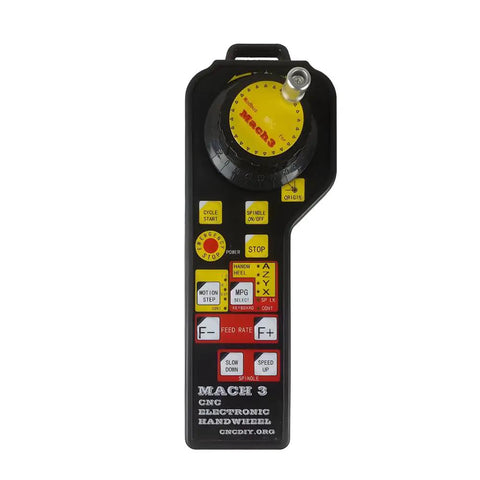 MPG Pendant CNC Controller For Mach3 With 4 Axis Handwheel And Emergency Stop MODBUS Protocol Manual Control, black front view