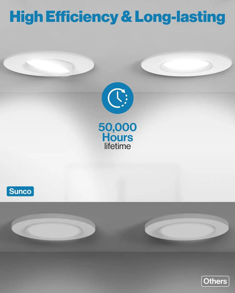 5 To 6 Inch LED Can Lights Retrofit Recessed Lighting With Gimbal Downlight Adjustable Tilt 45 Degree Swivel 800 Lumens