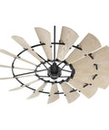 Huge 72 Inch Extra Large Ceiling Fan With Matte Noir Finish For Spacious Living Rooms And Open Floor Plans includes wood blades and metal frame.