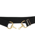 1.5 Inch Elastic Equestrian Belt with Buckle and Leather Key Strap for Horseback Riding Gear, gold finish buckle